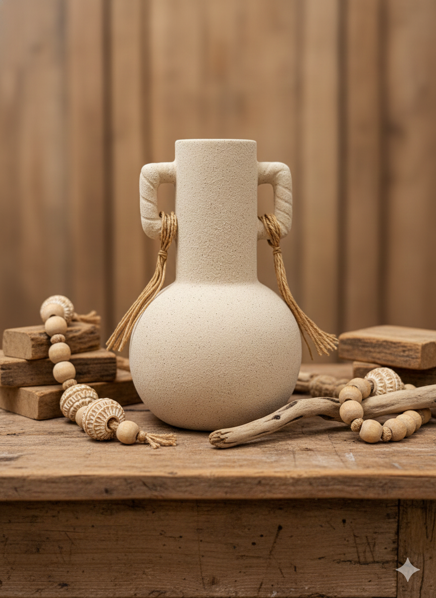 Ceramic & Sand Jar Decor with two hands